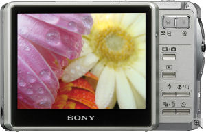 Sony's Cyber-shot DSC-G1 digital camera. Courtesy of Sony, with modifications by Michael R. Tomkins. Click for a bigger picture!