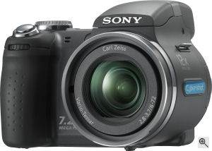 Sony's Cyber-shot DSC-H5 digital camera. Courtesy of Sony, with modifications by Michael R. Tomkins. Click for a bigger picture!