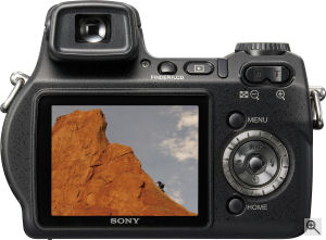 Sony's Cyber-shot DSC-H7 digital camera. Courtesy of Sony, with modifications by Michael R. Tomkins. Click for a bigger picture!