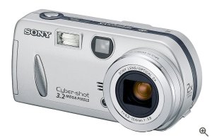 Sony's Cyber-shot DSC-P52 digital camera. Courtesy of Sony, with modifications by Michael R. Tomkins. Click for a bigger picture!