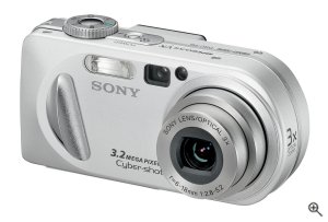 Sony's Cyber-shot DSC-P8 digital camera. Courtesy of Sony, with modifications by Michael R. Tomkins. Click for a bigger picture!