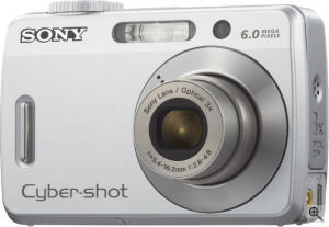 Sony's Cyber-shot DSC-S500 digital camera. Courtesy of Sony, with modifications by Michael R. Tomkins. Click for a bigger picture!