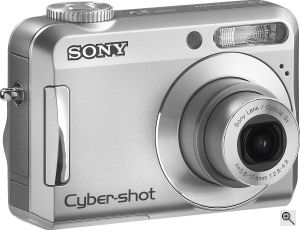 Sony's Cyber-shot DSC-S650 digital camera. Courtesy of Sony, with modifications by Michael R. Tomkins. Click for a bigger picture!