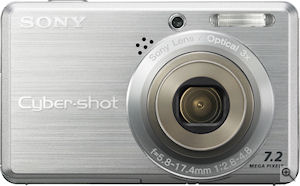 Sony's Cyber-shot DSC-S750 digital camera. Courtesy of Sony, with modifications by Michael R. Tomkins. Click for a bigger picture!