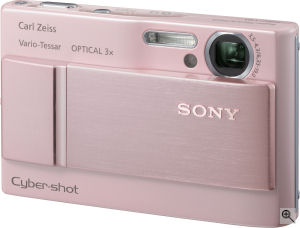 Sony's Cyber-shot DSC-T10 digital camera. Courtesy of Sony, with modifications by Michael R. Tomkins. Click for a bigger picture!