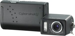 Sony's Cyber-shot DSC-U50 digital camera. Courtesy of Sony, with modifications by Michael R. Tomkins. Click for a bigger picture!