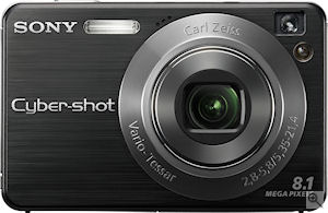 Sony's Cyber-shot DSC-W130 digital camera. Courtesy of Sony, with modifications by Michael R. Tomkins. Click for a bigger picture!