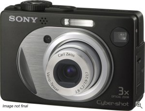 Sony's Cyber-shot DSC-W1 digital camera. Courtesy of Sony, with modifications by Michael R. Tomkins. Click for a bigger picture!