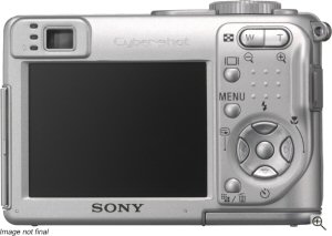 Sony's Cyber-shot DSC-W1 digital camera. Courtesy of Sony, with modifications by Michael R. Tomkins. Click for a bigger picture!