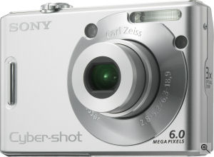Sony's Cyber-shot DSC-W30 digital camera. Courtesy of Sony, with modifications by Michael R. Tomkins. Click for a bigger picture!