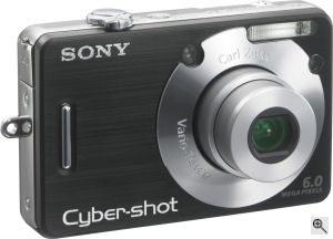 Sony's Cyber-shot DSC-W50 digital camera. Courtesy of Sony, with modifications by Michael R. Tomkins. Click for a bigger picture!