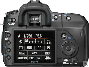 Sony's Alpha DSLR-A200. Courtesy of Sony, with modifications by Michael R. Tomkins. Click for a bigger picture!