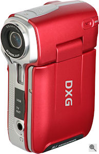 DXG's DXG-565V flash-based camcorder. Courtesy of DXG, with modifications by Michael R. Tomkins. Click for a bigger picture!