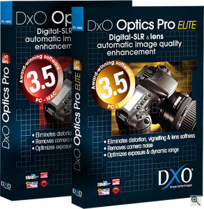 DxO Optics Pro v3.5 packaging. Courtesy of DxO, with modifications by Michael R. Tomkins. Click for a bigger picture!