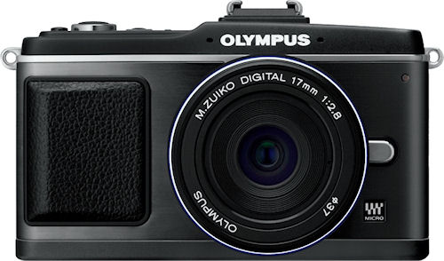 Olympus' PEN E-P2, black-bodied version. Photo provided by Olympus Imaging America Inc. Click for a bigger picture!