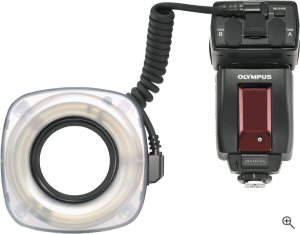 Olympus' Ring Flash for the E-System. Courtesy of Olympus, with modifications by Michael R. Tomkins. Click for a bigger picture!