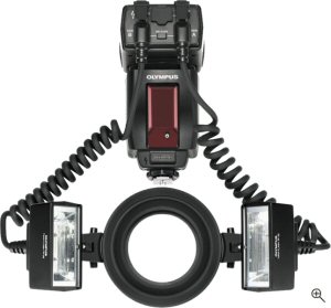 Olympus' Twin Flash for the E-System. Courtesy of Olympus, with modifications by Michael R. Tomkins. Click for a bigger picture!