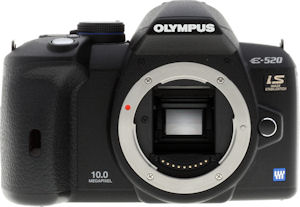 Olympus' E-520 digital SLR. Copyright &copy; 2008, Imaging Resource. All rights reserved. Click for a bigger picture!