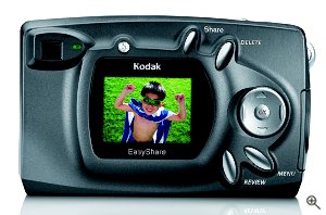 Kodak's EasyShare CX4300 digital camera. Courtesy of Eastman Kodak Co., with modifications by Michael R. Tomkins. Click for a bigger picture!