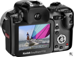 Kodak's EasyShare P712 digital camera. Courtesy of Kodak, with modifications by Michael R. Tomkins. Click for a bigger picture!