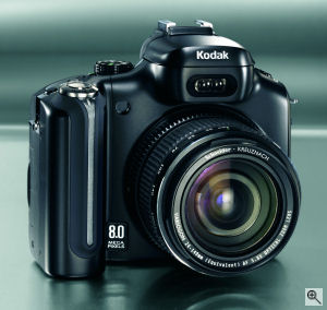 Kodak's EasyShare P880 Zoom digital camera. Courtesy of Kodak, with modifications by Michael R. Tomkins. Click for a bigger picture!