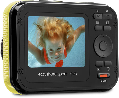 Kodak's EasyShare Sport C123 digital camera. Rendering provided by Eastman Kodak Co. Click fora bigger picture!