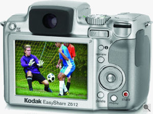 Kodak's EasyShare Z612 digital camera. Courtesy of Kodak, with modifications by Michael R. Tomkins. Click for a bigger picture!