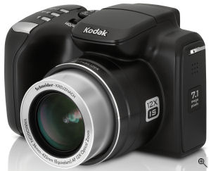 Kodak's EasyShare Z712 IS digital camera. Courtesy of Kodak, with modifications by Michael R. Tomkins. Click for a bigger picture!