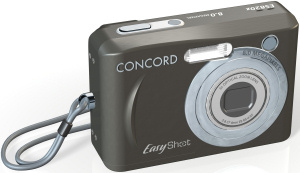 Concord's EasyShot 820z digital camera. Courtesy of Concord, with modifications by Michael R. Tomkins. Click for a bigger picture!