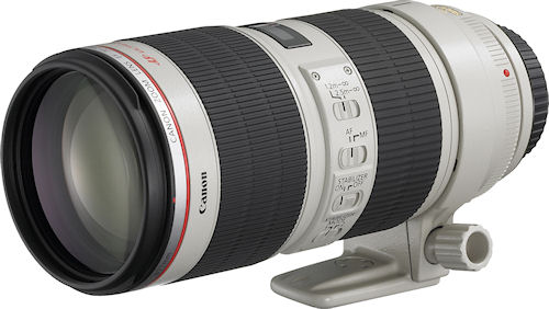 Canon's EF 70-200mm f/2.8L IS II USM lens with tripod collar attached. Photo provided by Canon. Click for a bigger picture!