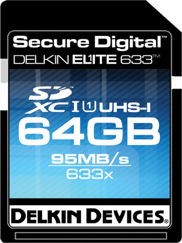 Delkin's Elite633 64GB SDXC card. Rendering provided by Delkin Devices Inc. Click for a bigger picture!