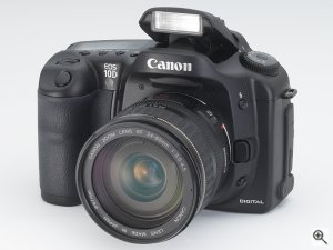 Canon's EOS-10D digital camera. Courtesy of Canon, with modifications by Michael R. Tomkins. Click for a bigger picture!
