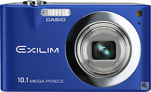 Casio's EXILIM Zoom EX-Z100 digital camera. Courtesy of Casio, with modifications by Michael R. Tomkins. Click for a bigger picture!