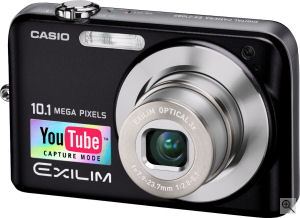 Casio's EXILIM Zoom EX-Z1080 digital camera. Courtesy of Casio, with modifications by Michael R. Tomkins. Click for a bigger picture!