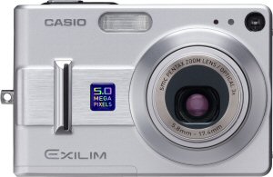 Casio's EXILIM EX-Z55 digital camera. Courtesy of Casio, with modifications by Michael R. Tomkins. Click for a bigger picture!