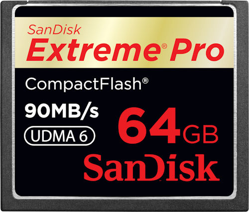 SanDisk's 64GB Extreme Pro CompactFlash card. Photo provided by SanDisk Corp. Click for a bigger picture!