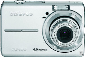 Olympus' FE-190 digital camera. Courtesy of Olympus, with modifications by Michael R. Tomkins. Click for a bigger picture!