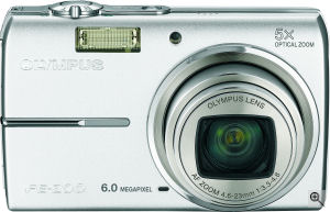 Olympus' FE-200 digital camera. Courtesy of Olympus, with modifications by Michael R. Tomkins. Click for a bigger picture!