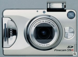 Kyocera's Finecam S5R digital camera. Courtesy of Kyocera, with modifications by Michael R. Tomkins. Click for a bigger picture!