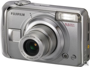 Fujifilm's FinePix A900 digital camera. Courtesy of Fujifilm, with modifications by Michael R. Tomkins. Click for a bigger picture!