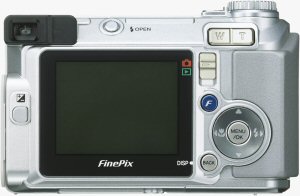 Fujifilm's FinePix E500 digital camera. Courtesy of Fujifilm, with modifications by Michael R. Tomkins. Click for a bigger picture!