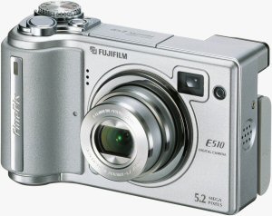 Fujifilm's FinePix E510 digital camera. Courtesy of Fujifilm, with modifications by Michael R. Tomkins. Click for a bigger picture!