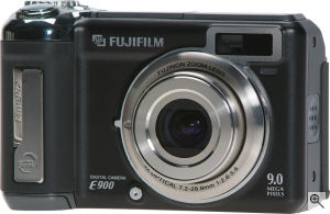 Fujifilm's FinePix E900 digital camera. Courtesy of Fujifilm, with modifications by Michael R. Tomkins. Click for a bigger picture!