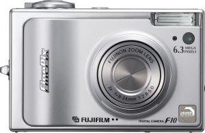 Fujifilm's FinePix F10 digital camera. Courtesy of Fujifilm, with modifications by Michael R. Tomkins. Click for a bigger picture!