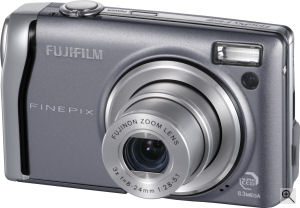 Fujifilm's FinePix F40fd digital camera. Courtesy of Fujifilm, with modifications by Michael R. Tomkins. Click for a bigger picture!