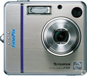 Fujifilm's FinePix F420 Zoom digital camera. Courtesy of Fujifilm UK, with modifications by Michael R. Tomkins. Click for a bigger picture!