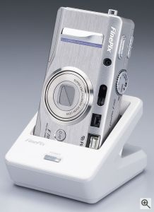 Fuji's FinePix F700 digital camera. Courtesy of Fuji, with modifications by Michael R. Tomkins. Click for a bigger picture!