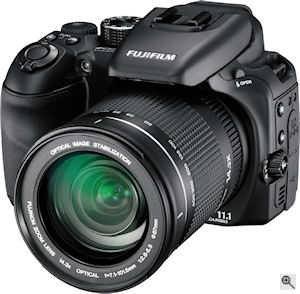 Fujifilm's FinePix S100FS digital camera. Courtesy of Fujifilm, with modifications by Michael R. Tomkins. Click for a bigger picture!
