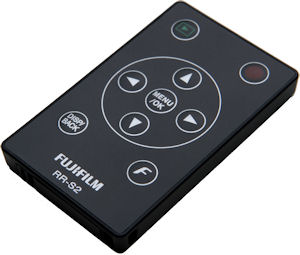 The optional remote control for Fujifilm's FinePix S2000HD digital camera. Courtesy of Fujifilm, with modifications by Michael R. Tomkins. Click for a bigger picture!