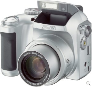 Fujifilm's FinePix S3000 digital camera. Courtesy of Fujifilm Photo Film USA Inc., with modifications by Michael R. Tomkins.